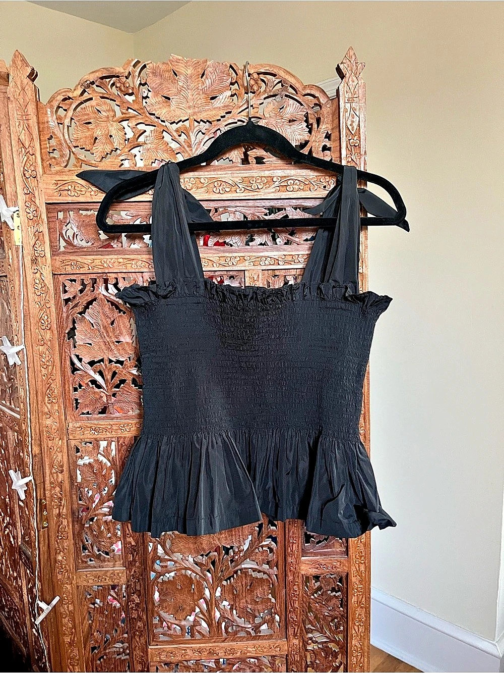 Molly Goddard Megan Smocked Peplum Top Size Small